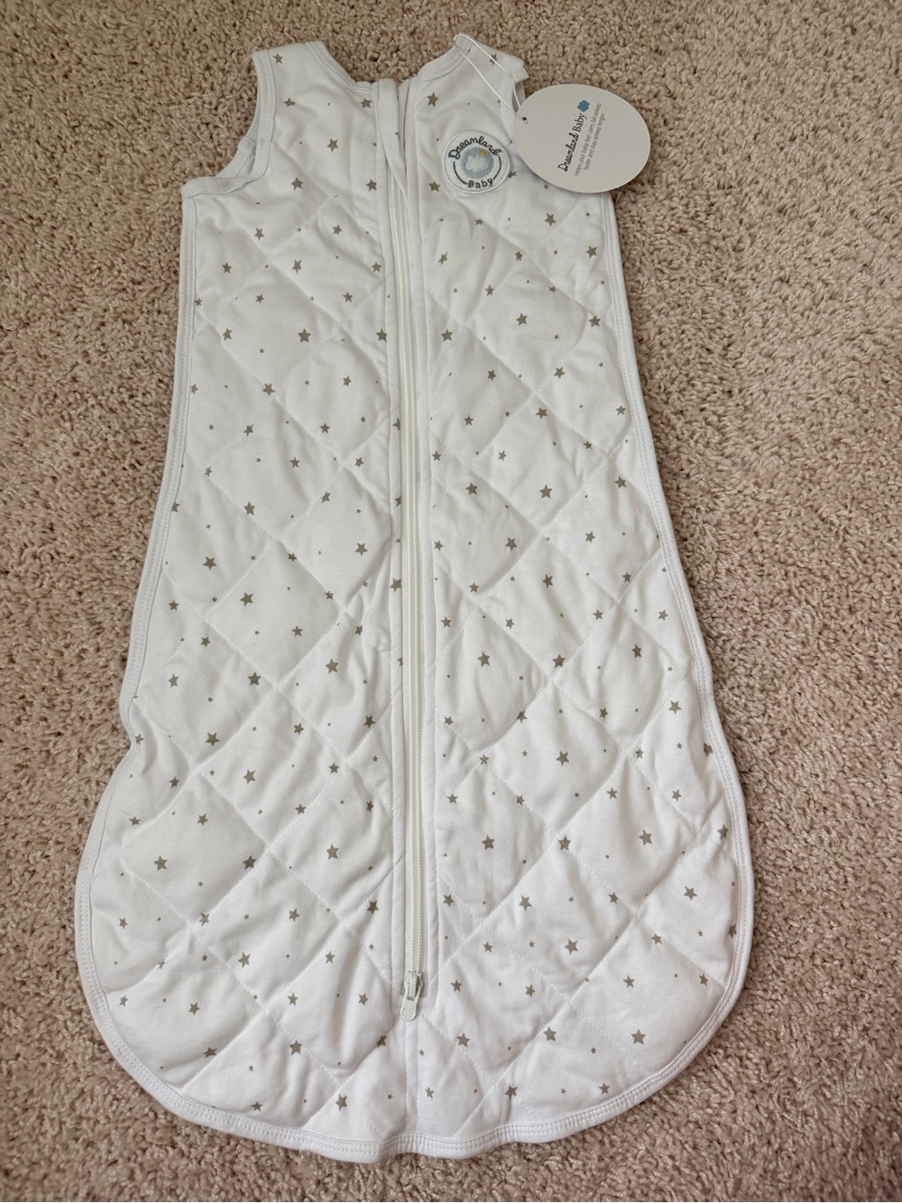 Dreamland Weighted Sleep Sack in White with Gray Stars